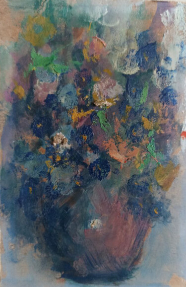 Pittura intitolato "Flores en jarrón de…" da Esperanza Campos Palero, Opera d'arte originale, Olio