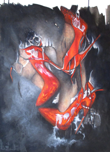 Peinture intitulée ""Rouge"" par Liliana Esperanza, Œuvre d'art originale, Huile