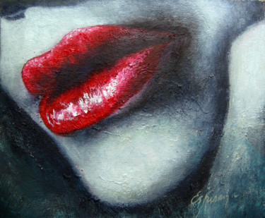 Pittura intitolato ""Lips I"" da Liliana Esperanza, Opera d'arte originale, Olio