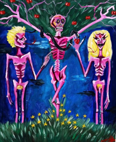 Картина под названием "La Danse Macabre" - Espina De Vil, Подлинное произведение искусства, Масло Установлен на Деревянная р…