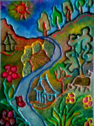 Painting titled "Long way to the hil…" by Victor Espinosa (Bong Espinosa), Original Artwork