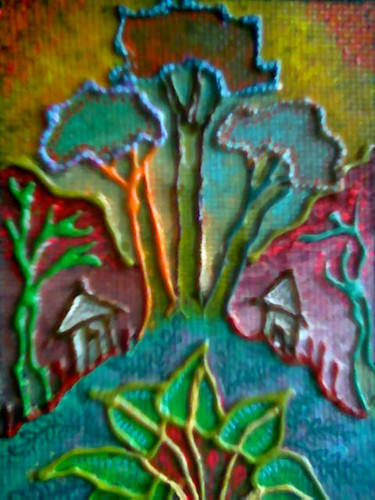 Painting titled "In between trees" by Victor Espinosa (Bong Espinosa), Original Artwork