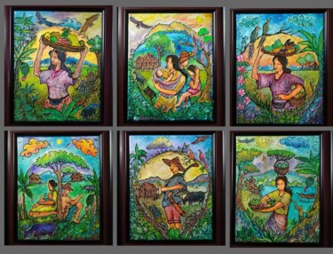 Painting titled ""Countryside living…" by Victor Espinosa (Bong Espinosa), Original Artwork, Acrylic
