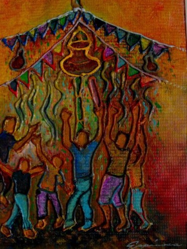 Painting titled "Fiesta_Celebration.…" by Victor Espinosa (Bong Espinosa), Original Artwork