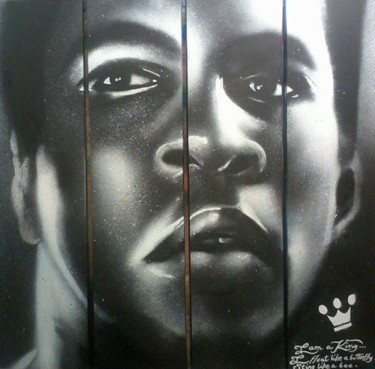Schilderij getiteld "Ali the greatest" door Espion, Origineel Kunstwerk, Graffiti