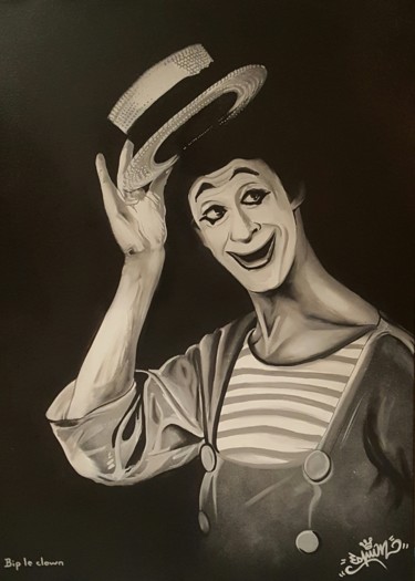 Painting titled "Bip le clown" by Espion, Original Artwork, Acrylic