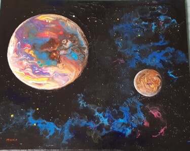 Painting titled "Planètes" by Mario Esposito, Original Artwork, Acrylic