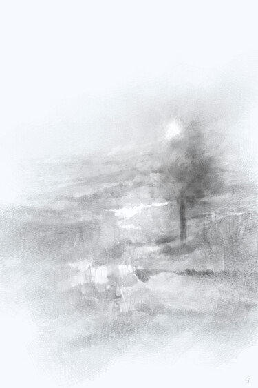 Jardin en ce début d'automne Dessin intitulée "Jardin en ce début…" par Gérard Esquerre, Œuvre d'art originale, Peinture numérique