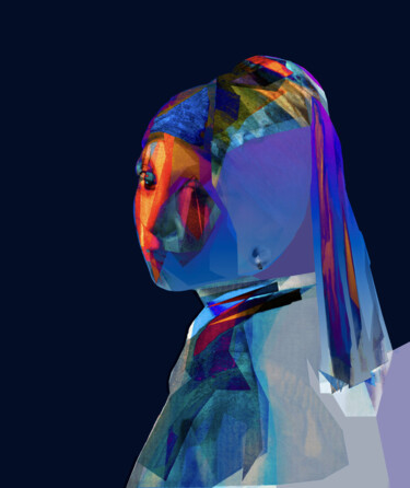 La Perle de Vermeer Arte digital titulada "La Perle de Vermeer" por Gérard Esquerre, Obra de arte original, Trabajo Digital 2D
