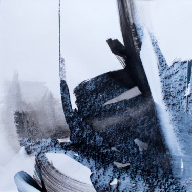 Drawing titled "Il neige sur le port" by Gérard Esquerre, Original Artwork, Ink Mounted on Cardboard