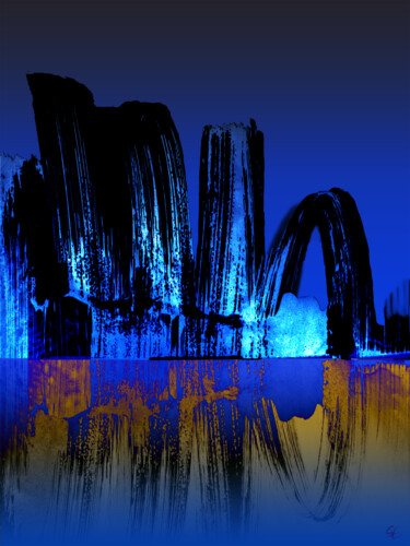 Digital Arts titled "Architecture" by Gérard Esquerre, Original Artwork, Digital Painting Mounted on Aluminium