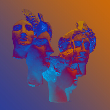 Digitale Kunst mit dem Titel "THÉÂTRE GREC" von Gérard Esquerre, Original-Kunstwerk, 2D digitale Arbeit Auf Keilrahmen aus H…