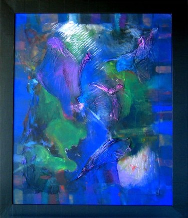 Painting titled "Danse avec le bleu" by Gérard Esquerre, Original Artwork, Acrylic Mounted on Wood Stretcher frame