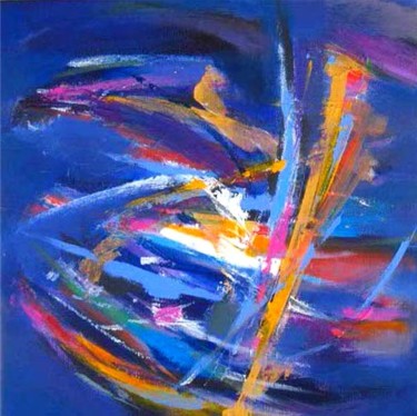 Painting titled "Blue jazz" by Gérard Esquerre, Original Artwork, Acrylic Mounted on Wood Stretcher frame