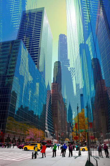 Digitale Kunst getiteld "New York 5 - Variat…" door Gérard Esquerre, Origineel Kunstwerk, Digitaal Schilderwerk