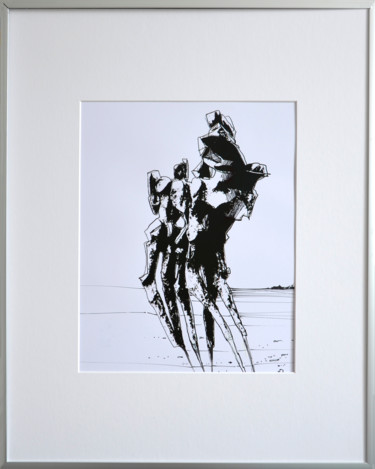 Rysunek zatytułowany „Bains de mer” autorstwa Gérard Esquerre, Oryginalna praca, Atrament Zamontowany na Karton