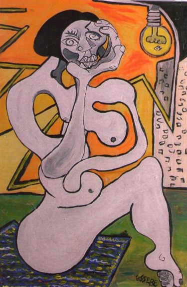 Peinture intitulée "femme devant une to…" par Essebe, Œuvre d'art originale