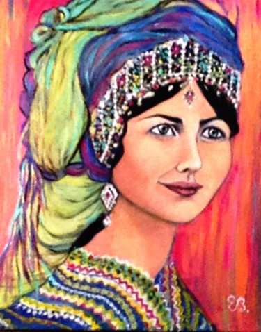 Painting titled "kabyle-en-tenue-dap…" by Essia, Original Artwork, Oil