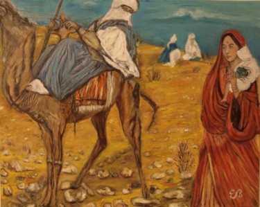 Peinture intitulée "Le targui et l'indi…" par Essia, Œuvre d'art originale, Huile