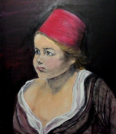 Картина под названием "L'enfant a kébous" - Essia, Подлинное произведение искусства, Масло