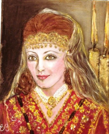 Painting titled "Mariée constantinoi…" by Essia, Original Artwork, Oil
