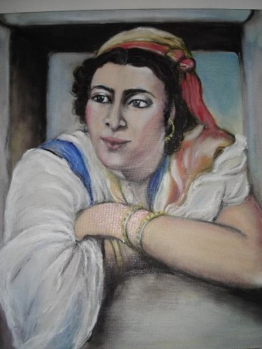 Peinture intitulée "Femme à la fenêtre" par Essia, Œuvre d'art originale, Huile