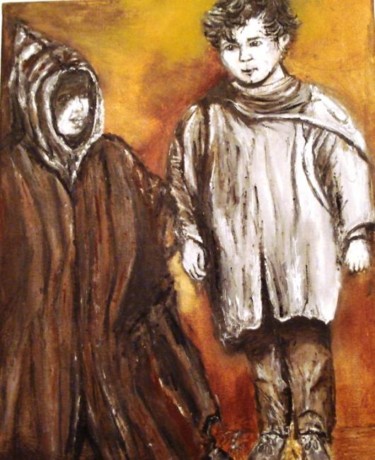 Peinture intitulée "Enfants en gachabia" par Essia, Œuvre d'art originale, Huile