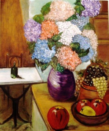 Peinture intitulée "Autour d'un bouquet…" par Essia, Œuvre d'art originale, Huile