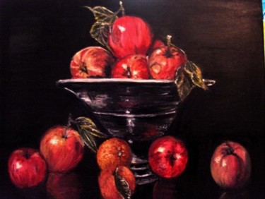 Peinture intitulée "Coupe de pommes." par Essia, Œuvre d'art originale, Huile