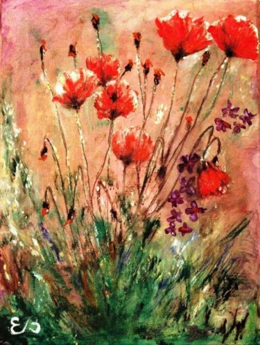 Malerei mit dem Titel "Gentils coquelicots" von Essia, Original-Kunstwerk