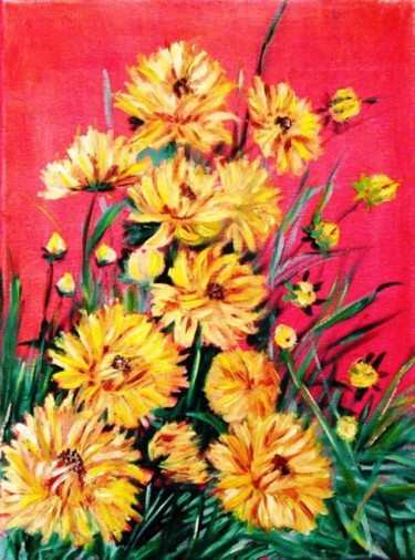 Peinture intitulée "Fleurs d'été" par Essia, Œuvre d'art originale