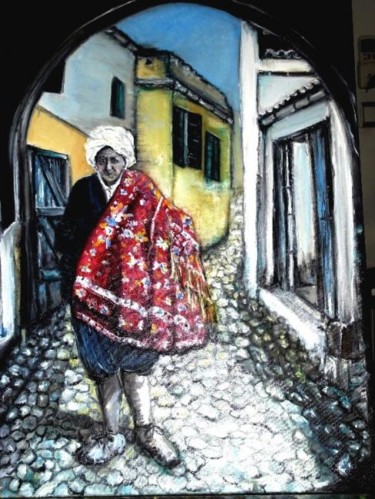 Peinture intitulée "Marchand de tapis à…" par Essia, Œuvre d'art originale, Huile