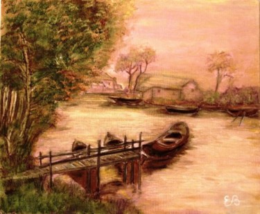 Peinture intitulée "Une barque. Huile s…" par Essia, Œuvre d'art originale