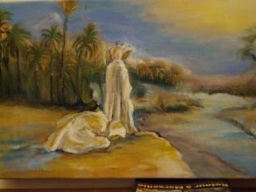 Painting titled "Elmaghrab ou prière…" by Essia, Original Artwork, Oil