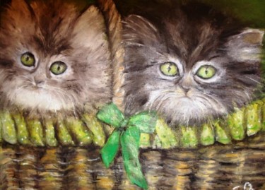 Peinture intitulée "Chatons" par Essia, Œuvre d'art originale