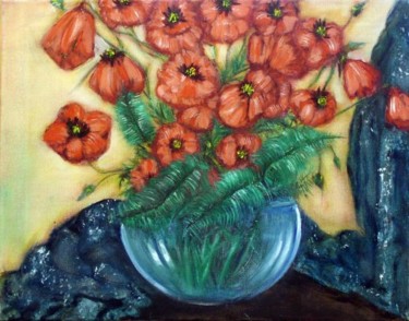 Peinture intitulée "Bouquet  de coqueli…" par Essia, Œuvre d'art originale, Huile