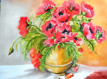 Peinture intitulée "bouquet-de-coquelic…" par Essia, Œuvre d'art originale, Huile
