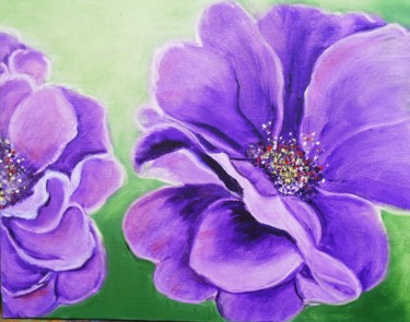 Peinture intitulée "violettes" par Essia, Œuvre d'art originale, Huile