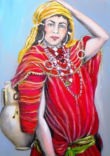 Painting titled "Chaouia au collier" by Essia, Original Artwork, Oil