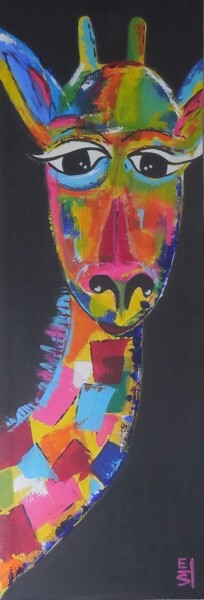 Painting titled "GIRAFE" by Est, Original Artwork, Acrylic Mounted on Wood Stretcher frame