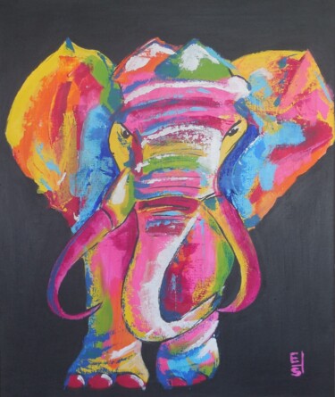 Painting titled "ELEPHANT" by Est, Original Artwork, Acrylic