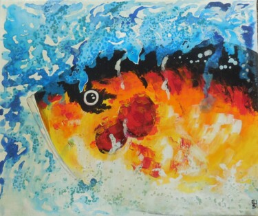 Painting titled "POISSON" by Est, Original Artwork, Acrylic