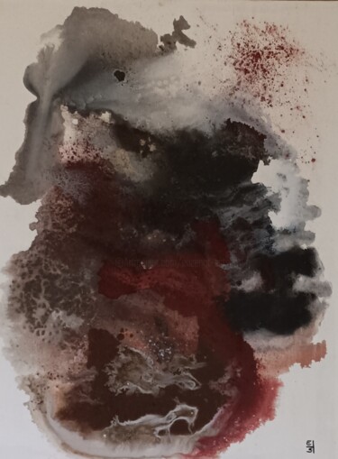 Картина под названием "ABSTRAIT" - Est, Подлинное произведение искусства, Акрил Установлен на Деревянная рама для носилок