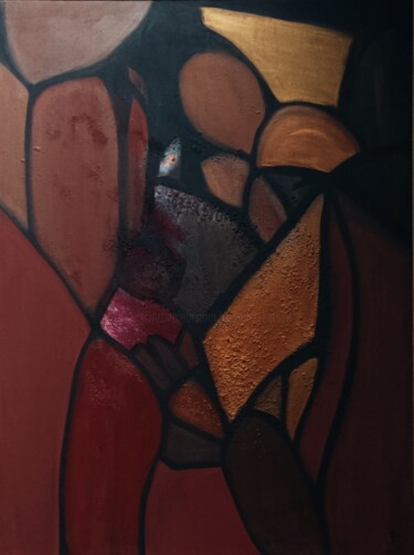 Картина под названием "ABSTRAIT 2" - Est, Подлинное произведение искусства, Акрил Установлен на Деревянная рама для носилок