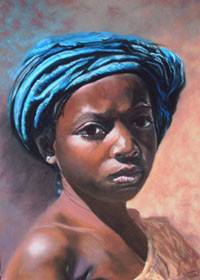 Painting titled "Salimata" by Suzy Estalbo-Baralle, Original Artwork, Oil