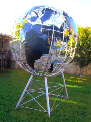 Sculpture intitulée "GLOBO TERRESTRE  (…" par A.C Estanagel, Œuvre d'art originale, Métaux