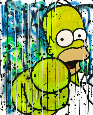 Pittura intitolato "Homer Simpson" da Esteban Vera (EVera), Opera d'arte originale, Acrilico