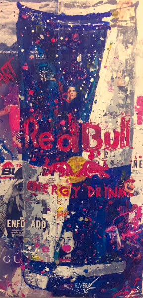 Malerei mit dem Titel "Red Bull" von Esteban Vera (EVera), Original-Kunstwerk, Acryl