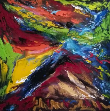 Pintura titulada "Ecriture Colorée" por Esteban Navarro, Obra de arte original, Oleo Montado en Bastidor de camilla de madera