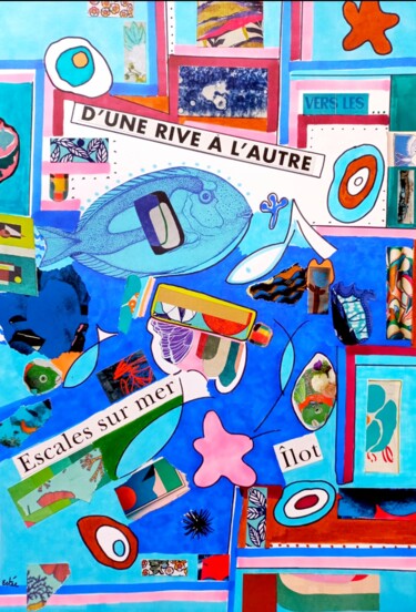 Collages titled "D'une rive à l'autre" by Estée, Original Artwork, Collages